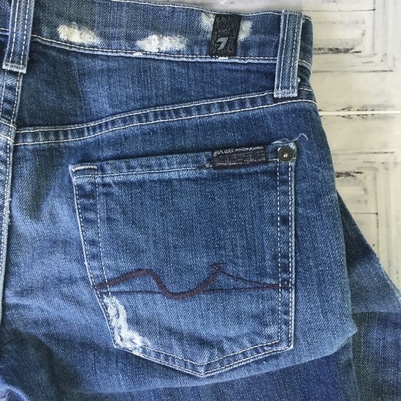 7 For All Mankind Low Rise Blue Packets Dark Blue Washed Women’s Denim - Picture 8 of 8